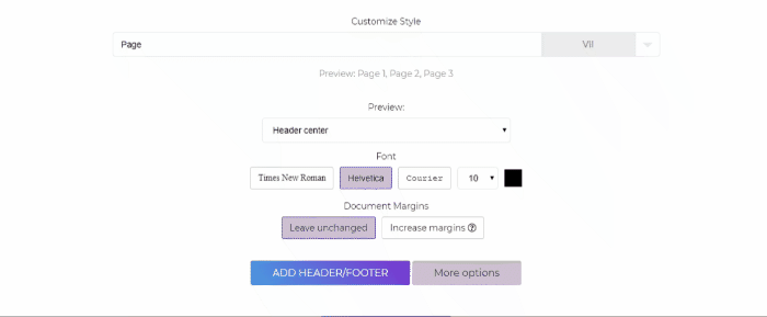Deftpdf header and footer to PDF