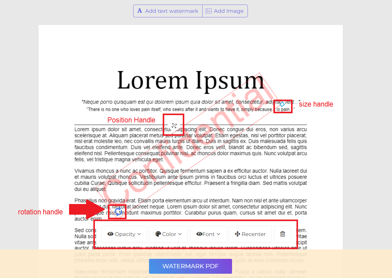 Edit watermark at deftpdf