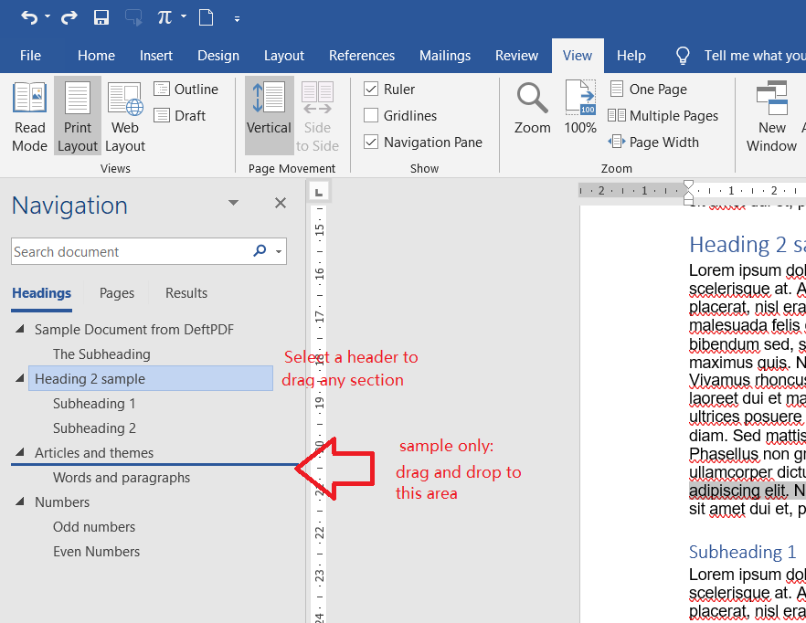 reorganizing sections
