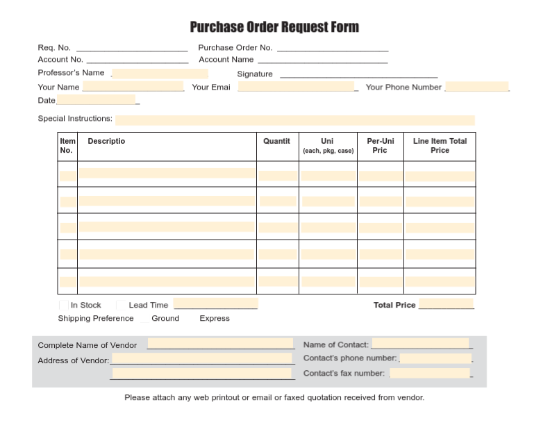 Purchase Order Request Form