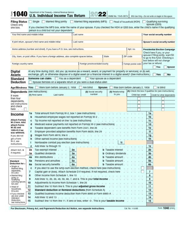 Form 1040 (US Resident)