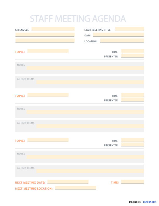 Staff Meeting Agenda