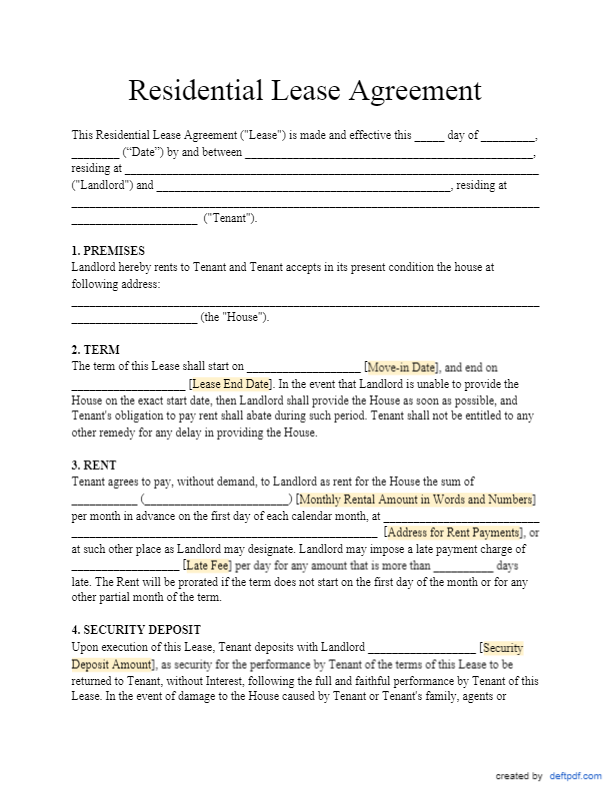 Residential Lease Agreement