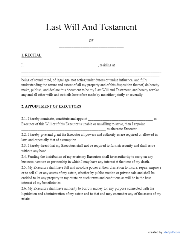 Last Will and Testament