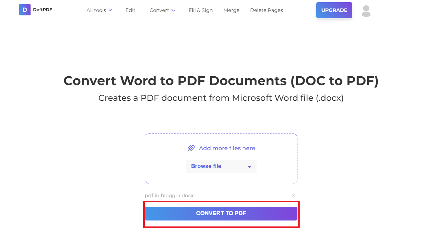 convert and download your new PDF file using DeftPDF