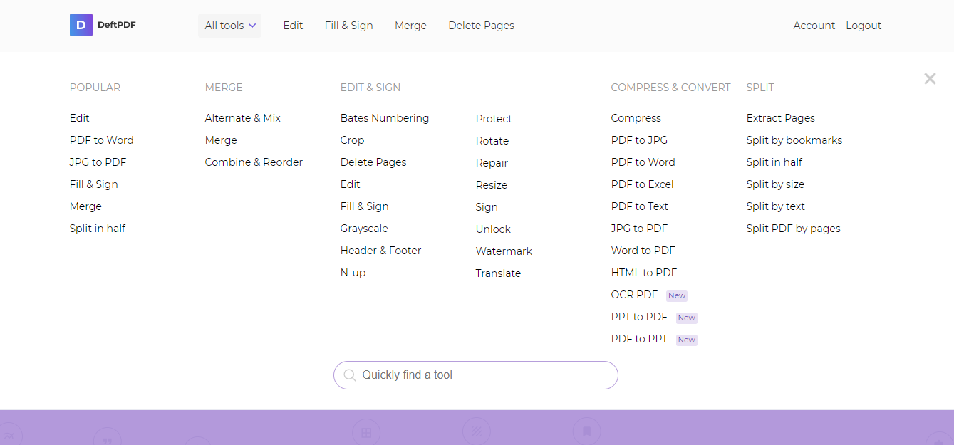 Deftpdf all pdf editing tools