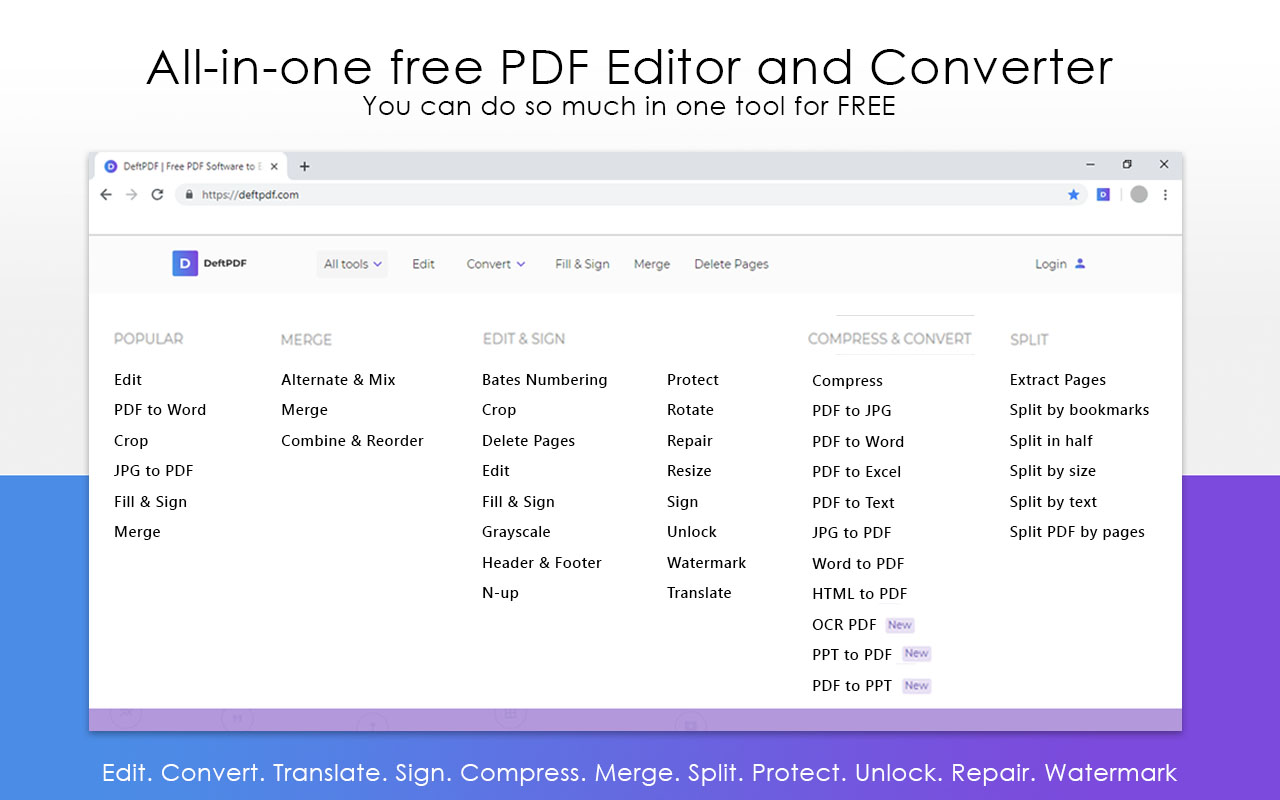all PDF tools free at deftpdf 