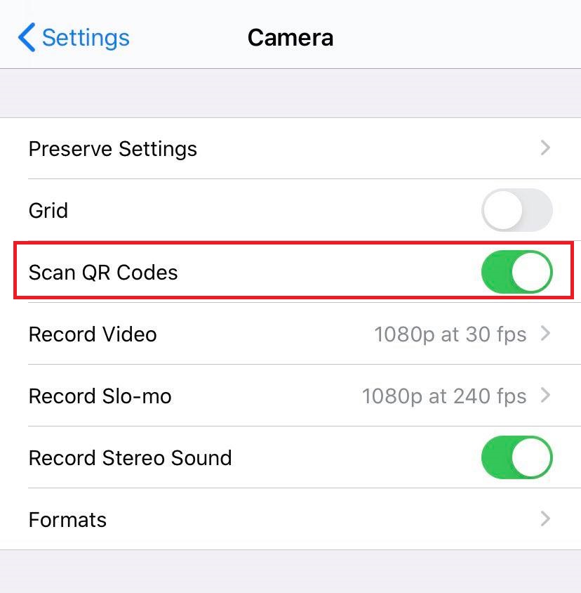 QR code settings