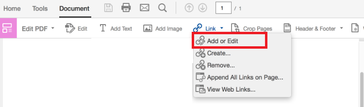 add link using Adobe Acrobat