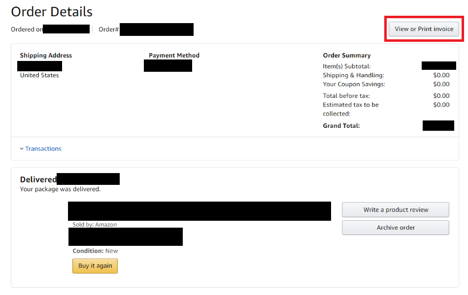 How to Save Amazon Invoice as PDF