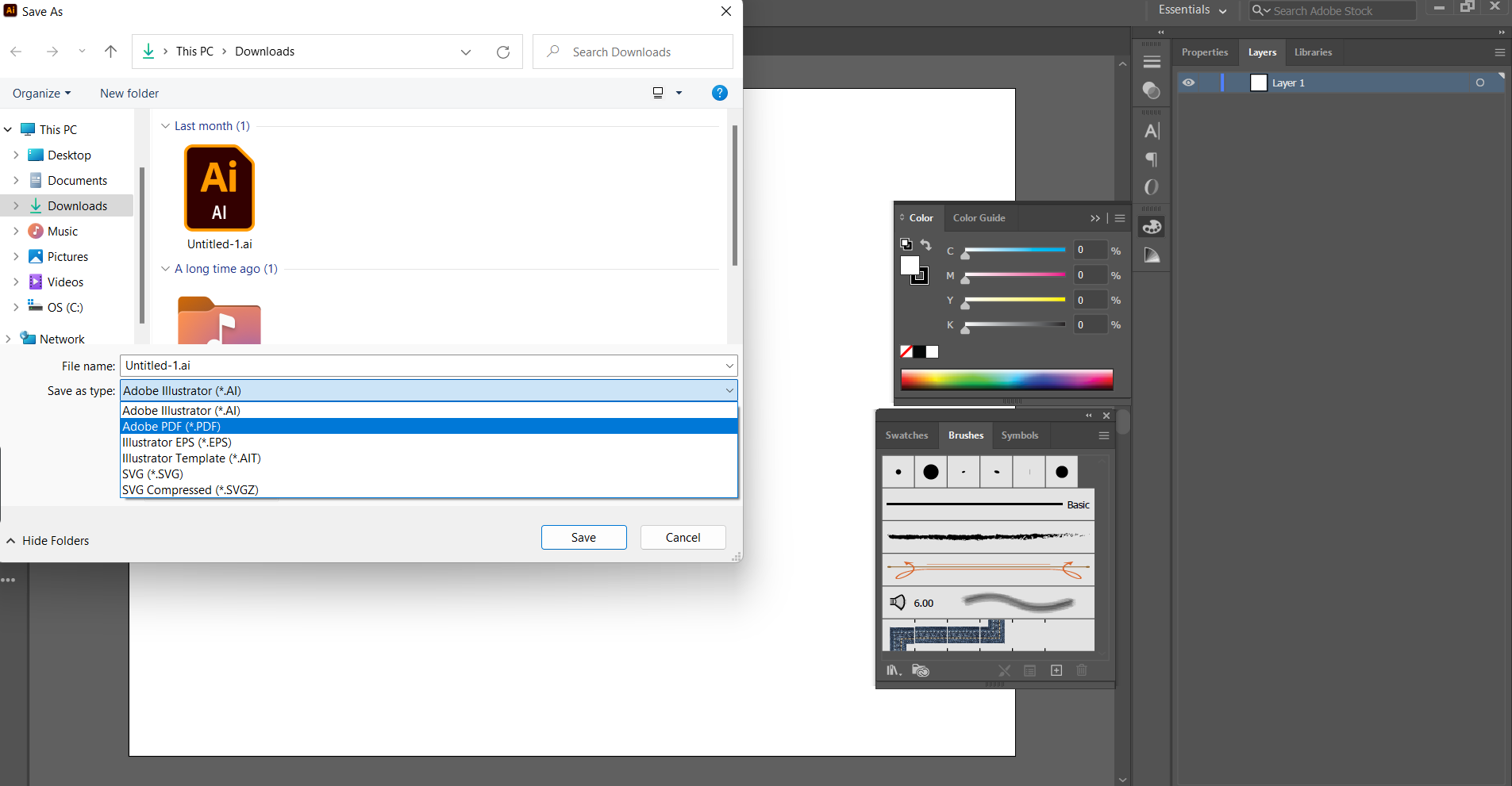 change file type in adobe illustrato