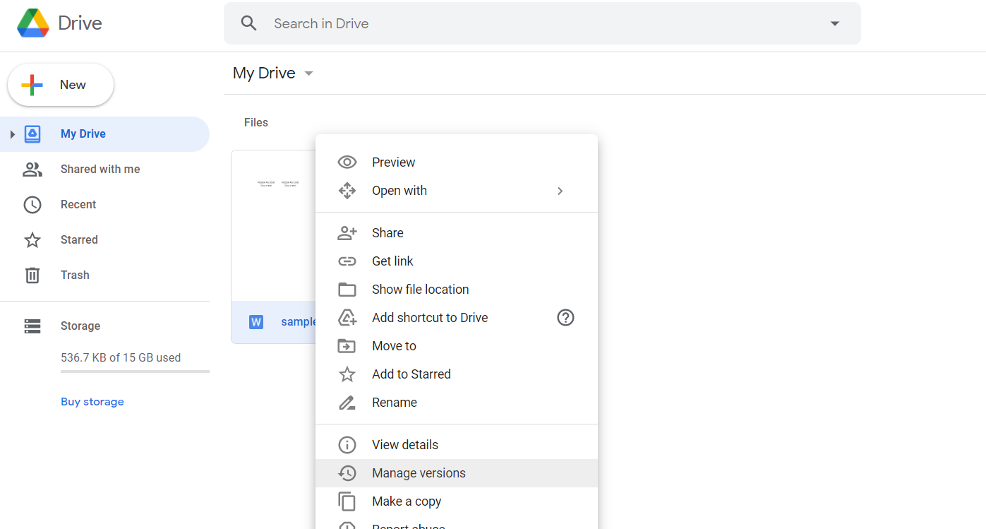 manage files in Google Drive