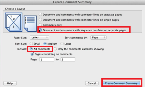 create comment summary