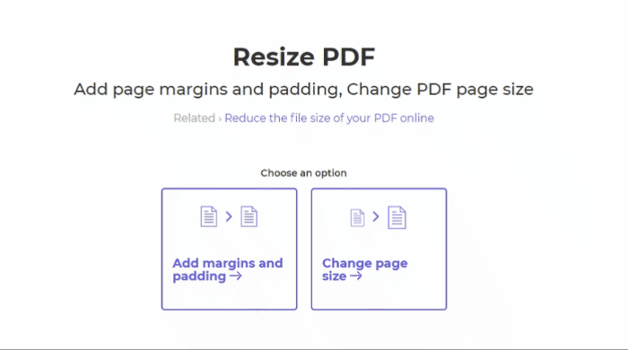 DeftPDF choose resize tool