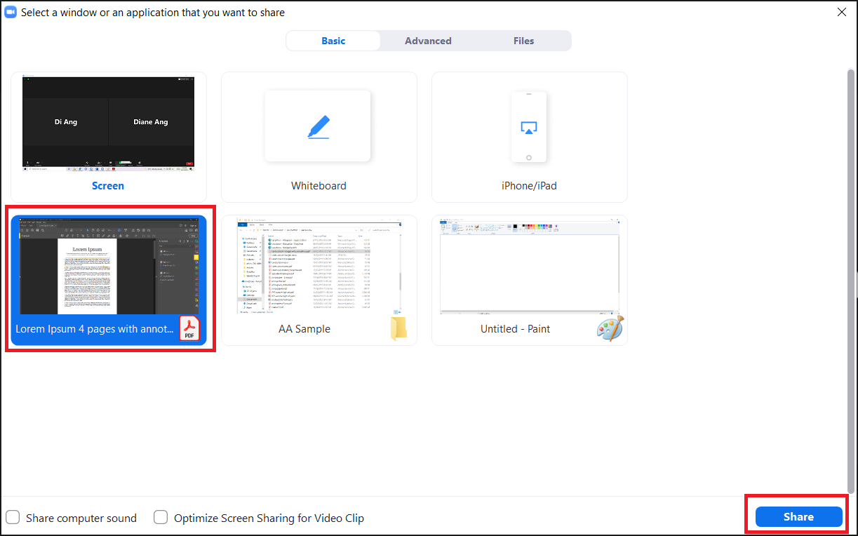 How to share PDF in Zoom