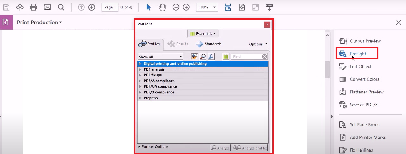preflight tool in adobe