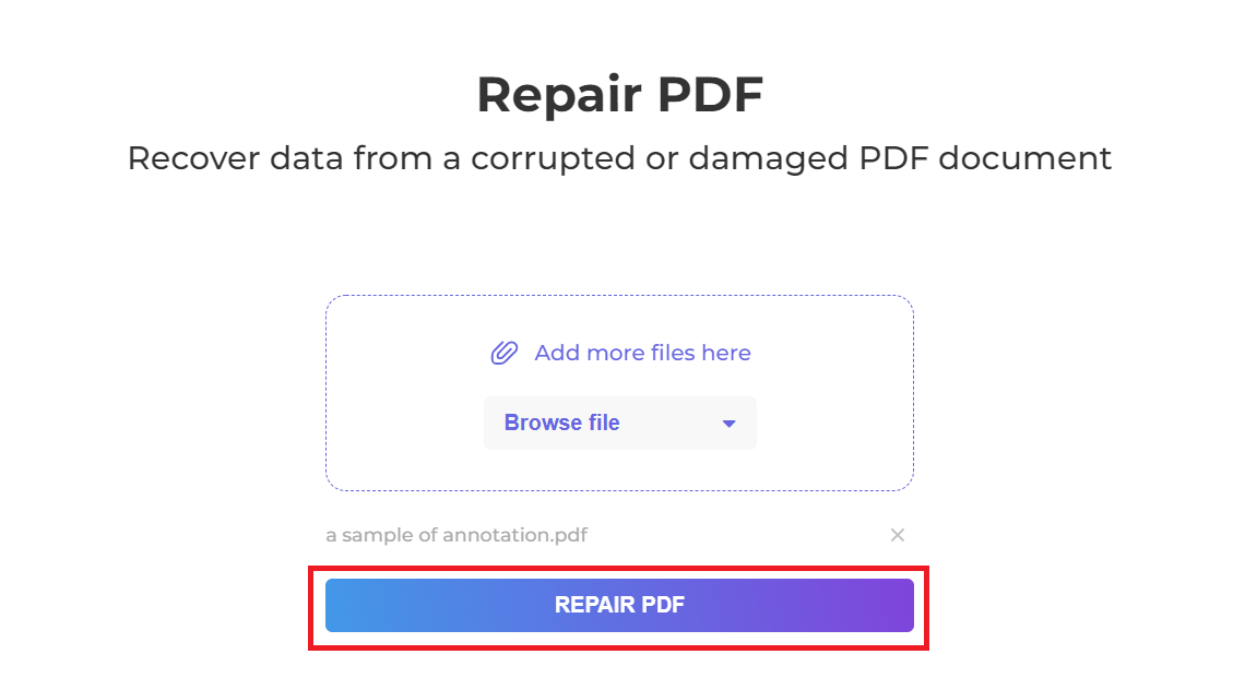 repair PDF documents at DeftPDF