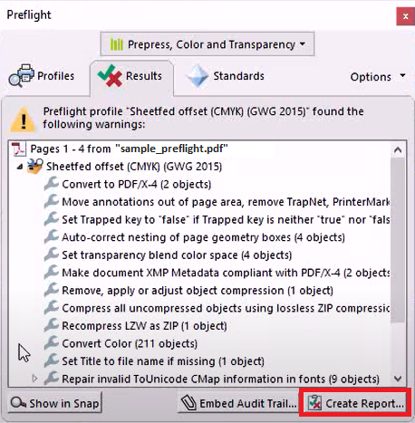 preflight analyzation warnings