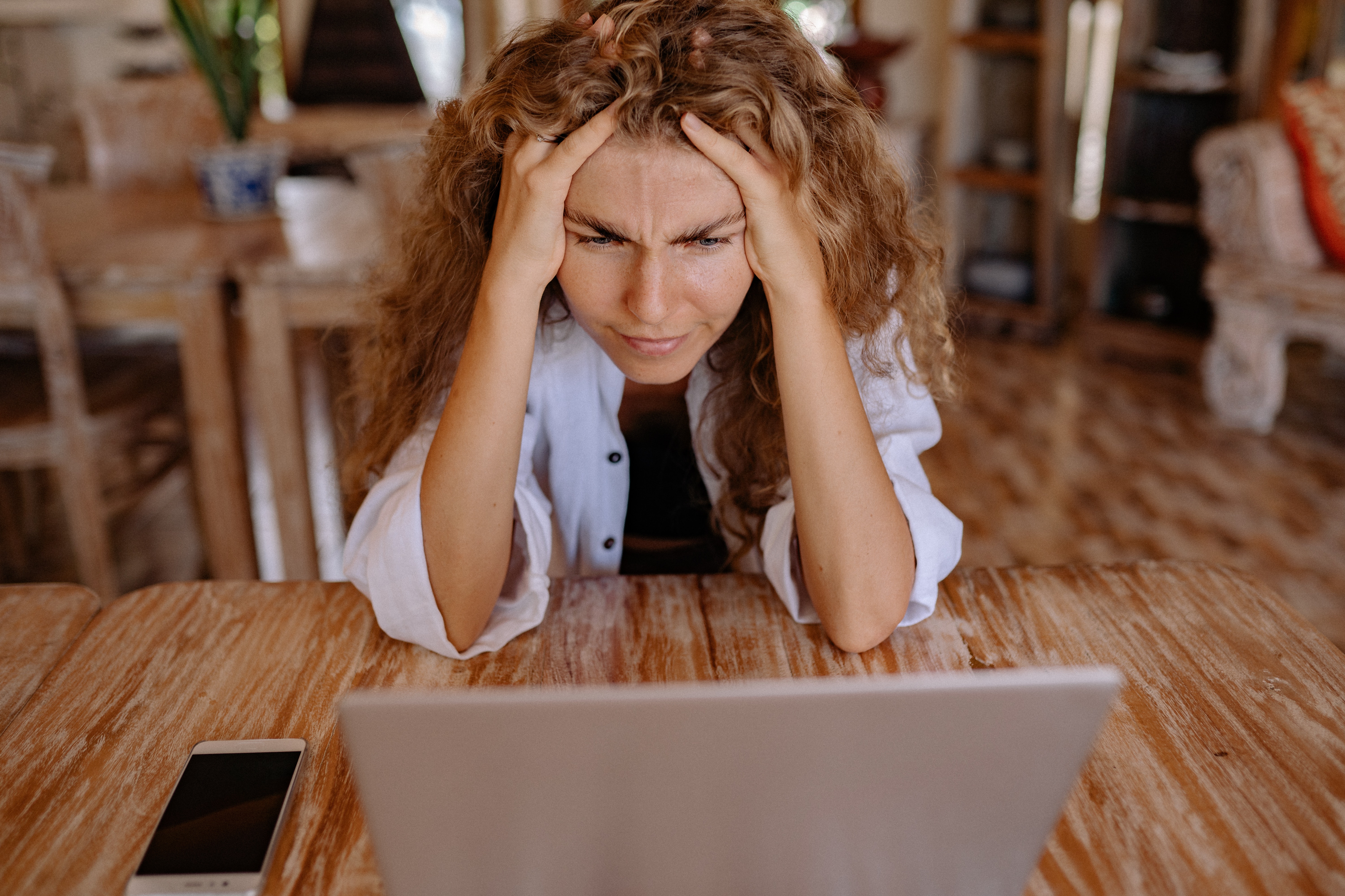 A person having a hard time facing the computer