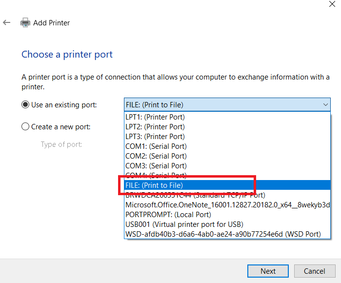 select port to use