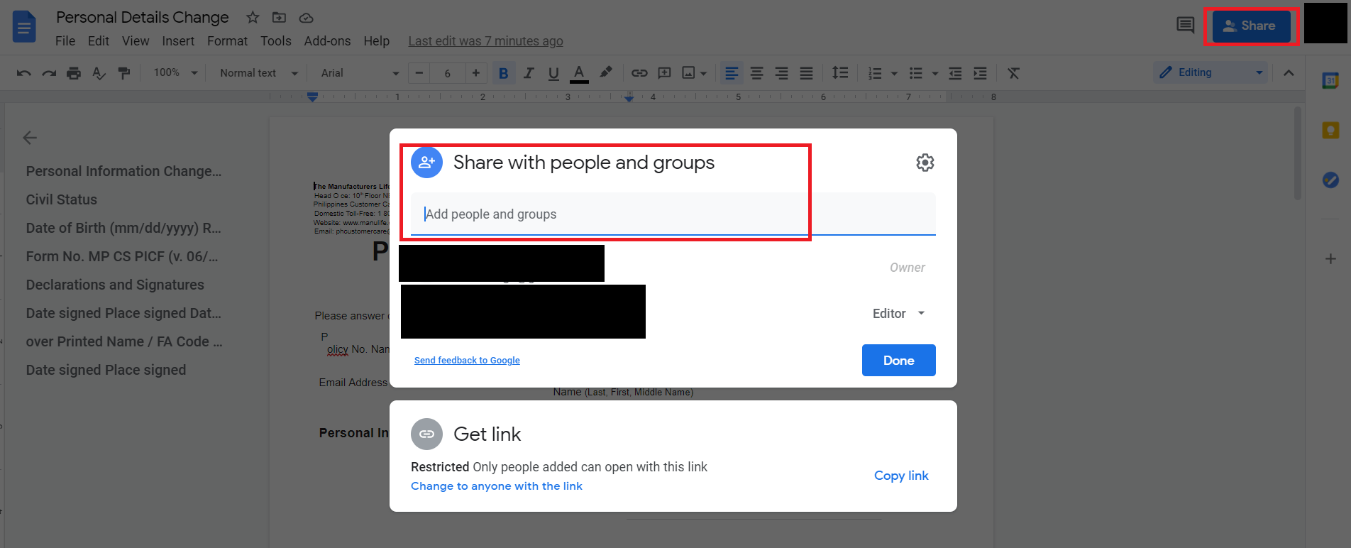 share file in google drive