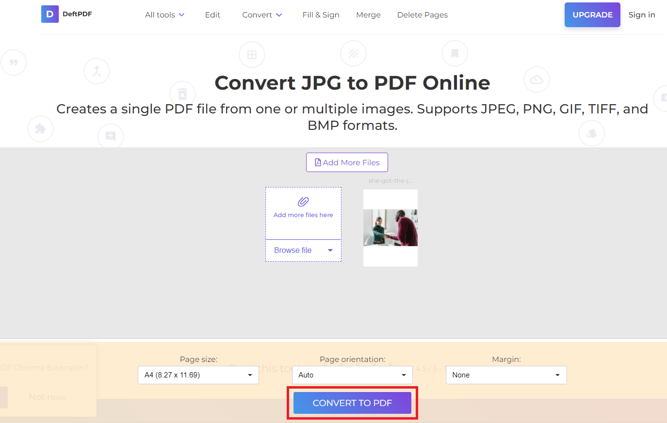 download converted file at DeftPDF