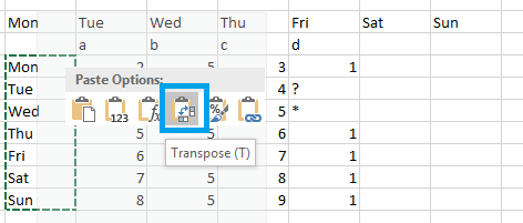 DeftPDF Transpose in Excel