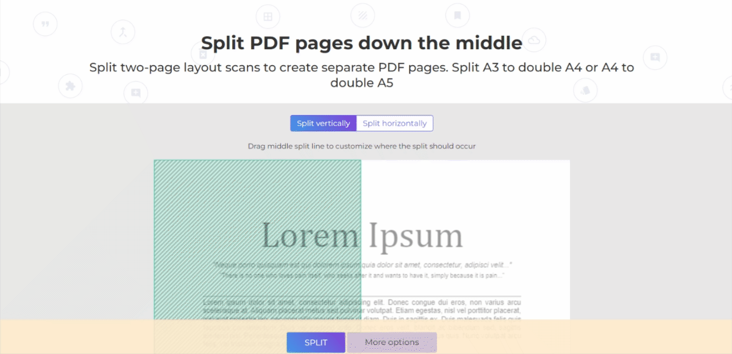 split PDF in half and download