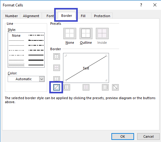 DeftPDF how to add a diagonal line in excel