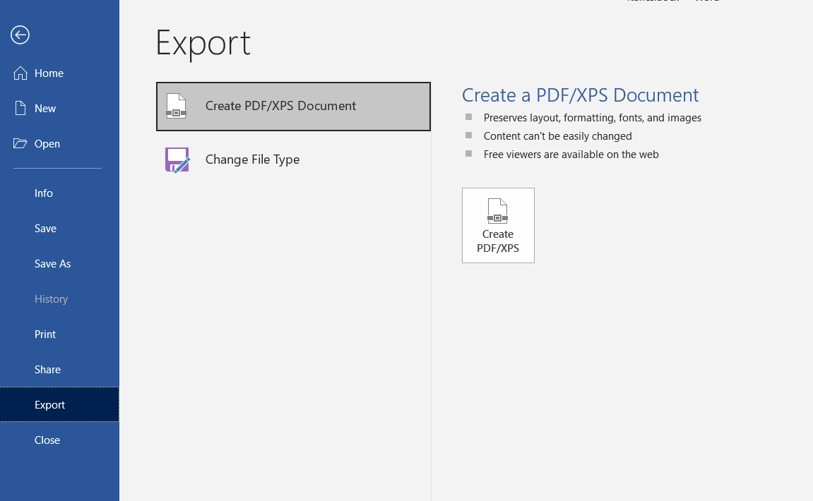 export Word to PDF