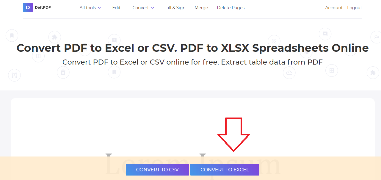 Convert Pdf To Excel Or Csv Using Deftpdf