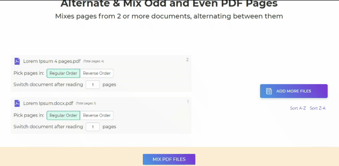 DeftPDF alternate and mix merge
