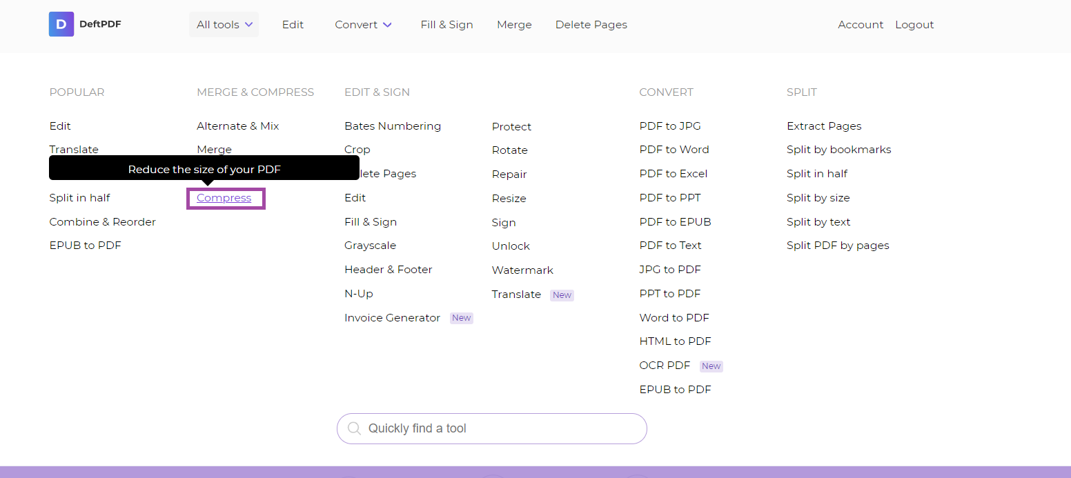 compress tool from deftpdf