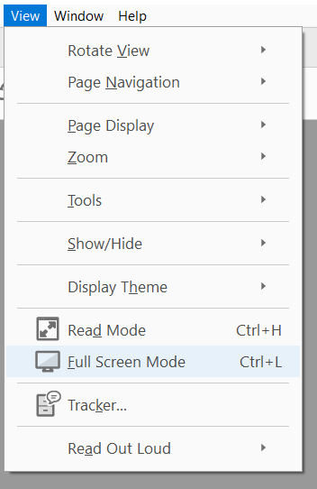 adobe acrobat full screen mode
