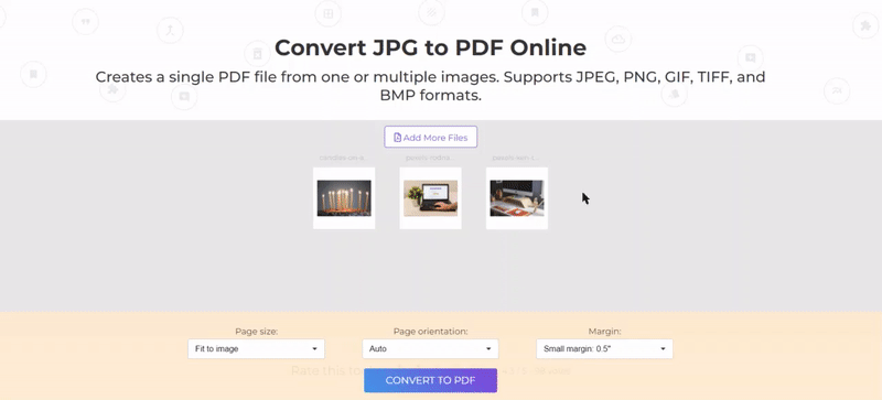 more options JPEG to PDF