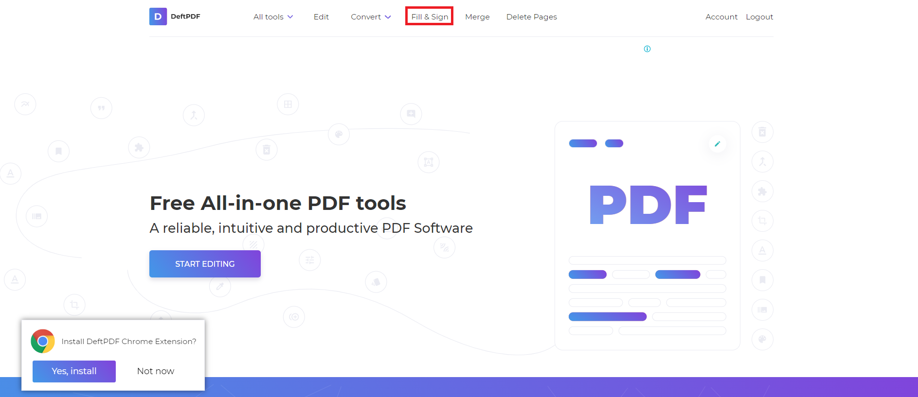 tool online for fill and sign PDF