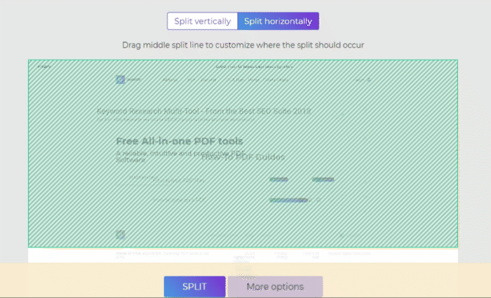 DeftPDF split PDF in half