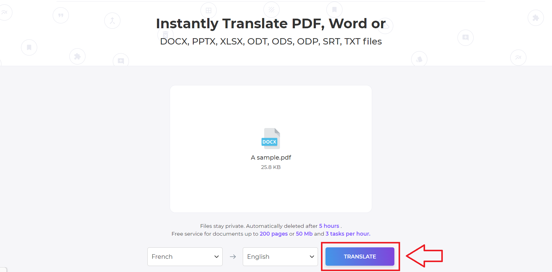 Бесплатный переводчик для PDF или Word с использованием DeftPDF