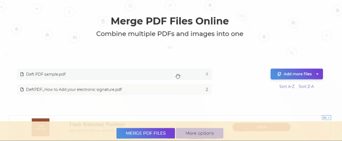 Deft PDF merge and arrange