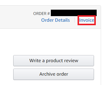 amazon invoice under order number
