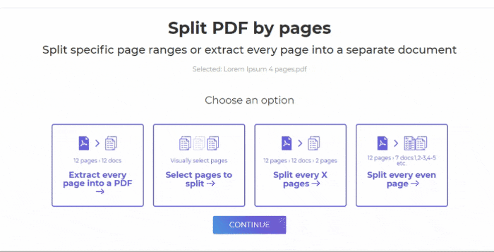 Split by PDF pages by DeftPDF tools