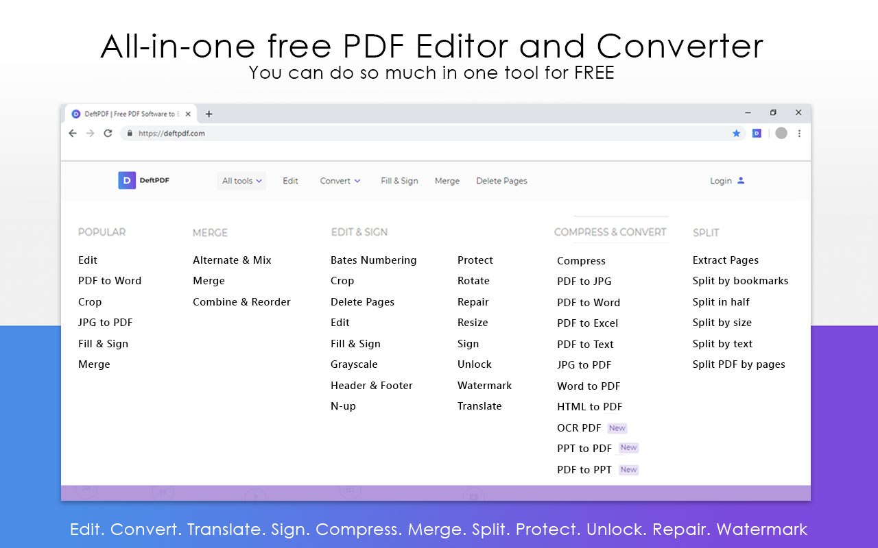 DeftPDF all tools are free