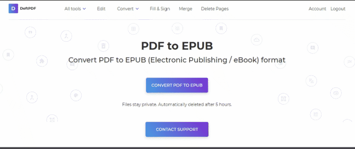 DeftPDF pdf to ePub converter