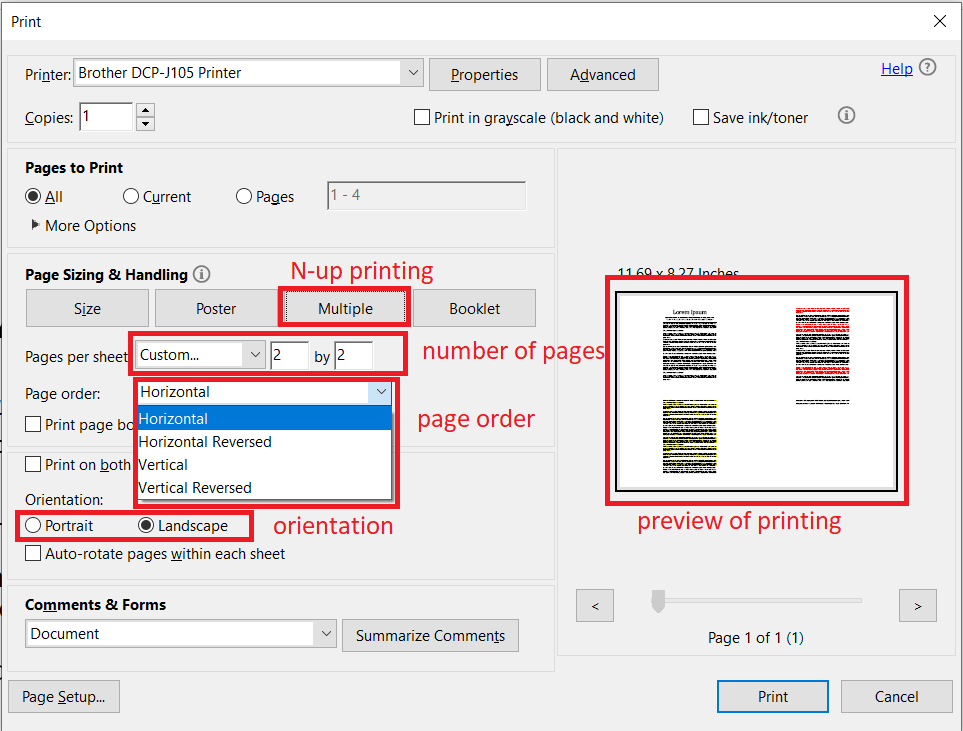 How to 4 Pages Per Sheet in Adobe