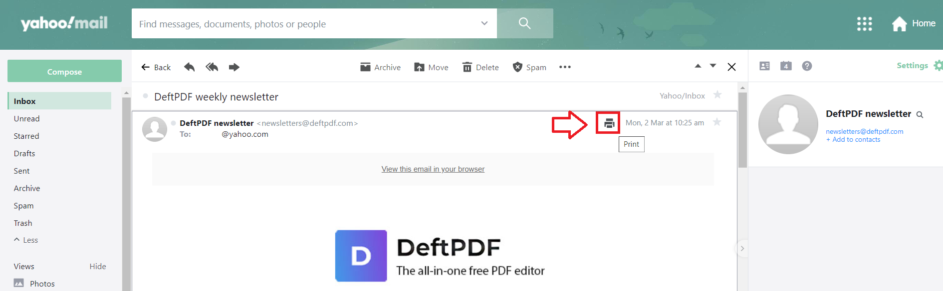 How to Print to PDF with Yahoo
