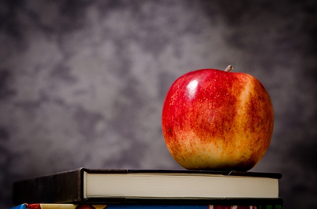 apple on top of book