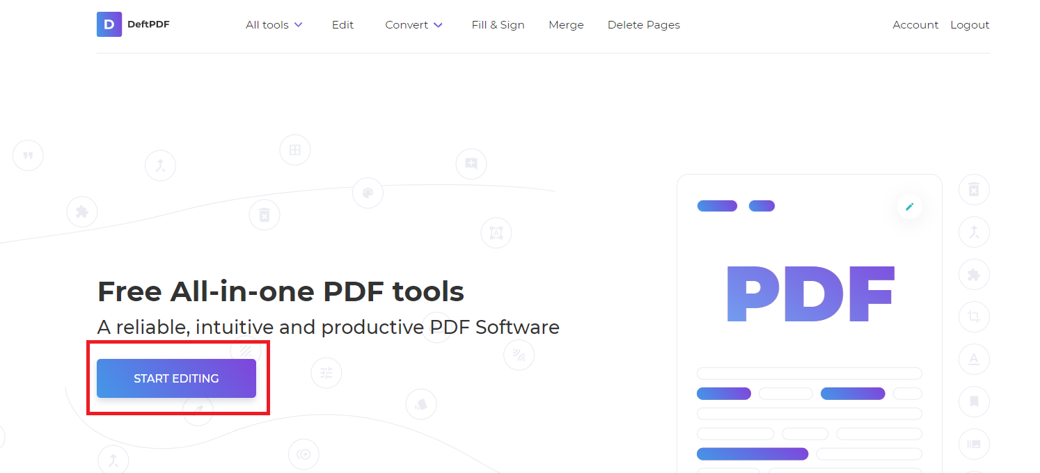 start editing and creating pdf with deftpdf