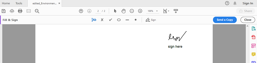 防禦 PDF electronic signature in Adobe