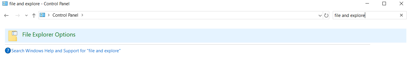 file explorer options in control panel