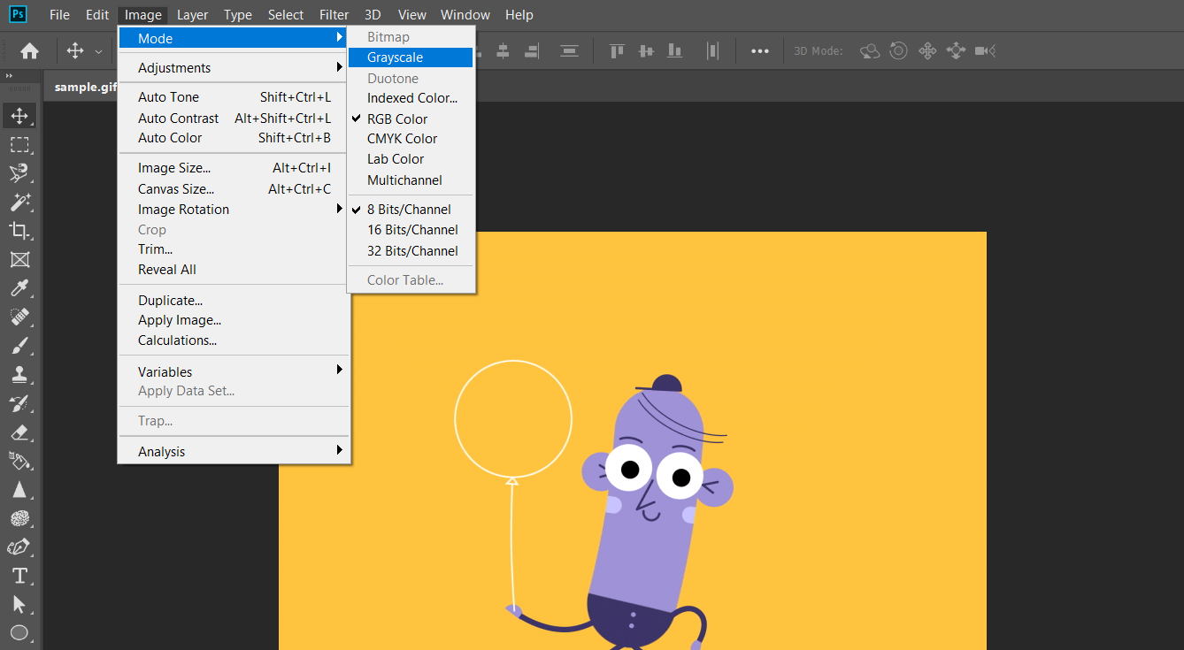 how to turn pdf into grayscale with photoshop